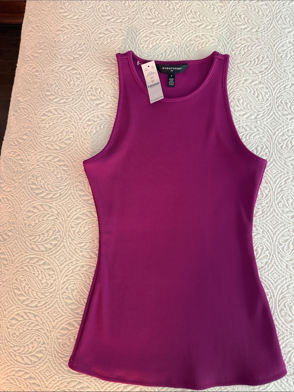 White House Black Market Magenta Ribbed Tank Top